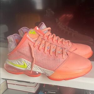 Nike Lebron 19 Hawaii Coral and Neon Green Sneakers